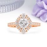 Unique Pavé Setting, Luxurious 4-Prong Round Cut Moissanite Engagement Ring - Additional view