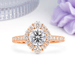 Unique Pavé Setting, Luxurious 4-Prong Round Cut Lab Diamond Engagement Ring - Additional view