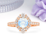 Unique Pavé Setting, Luxurious 4-Prong Round Cut Moonstone Engagement Ring - Additional view