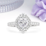 Unique Pavé Setting, Luxurious 4-Prong Round Cut Moissanite Engagement Ring - Additional view