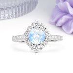 Unique Pavé Setting, Luxurious 4-Prong Round Cut Moonstone Engagement Ring - Additional view