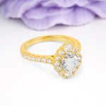 Unique Pavé Setting, Luxurious 4-Prong Round Cut Moissanite Engagement Ring - Additional view