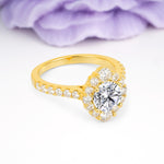 Unique Pavé Setting, Luxurious 4-Prong Round Cut Lab Diamond Engagement Ring - Additional view