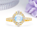 Unique Pavé Setting, Luxurious 4-Prong Round Cut Moonstone Engagement Ring - Additional view