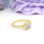 Vintage-Style, Multi-Row Diamond, Luxurious 4-Prong Princess Cut Lab Diamond Engagement Ring - Additional view