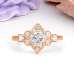 Unique Vintage-Luxury 4-Prong Round Cut Moissanite Engagement Ring - Additional view