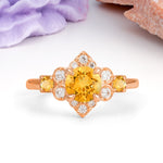 Unique Vintage-Luxury 4-Prong Round Cut Citrine Engagement Ring - Additional view