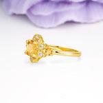 Unique Vintage-Luxury 4-Prong Round Cut Citrine Engagement Ring - Additional view