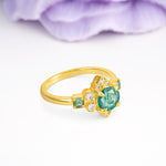 Unique Vintage-Luxury 4-Prong Round Cut Moss Agate Engagement Ring - Additional view