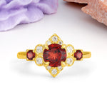 Unique Vintage-Luxury 4-Prong Round Cut Garnet Engagement Ring - Additional view