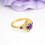 Unique Vintage-Luxury 4-Prong Round Cut Amethyst Engagement Ring - Additional view