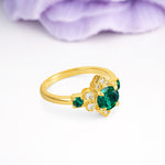 Unique Vintage-Luxury 4-Prong Round Cut Emerald Engagement Ring - Additional view
