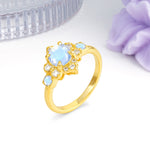 Unique Vintage-Luxury 4-Prong Round Cut Moonstone Engagement Ring - Additional view