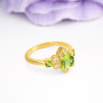 Unique Vintage-Luxury 4-Prong Round Cut Peridot Engagement Ring - Additional view