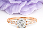 Classic Pavé-Set Ring: Simple 4-Prong Round Cut Moissanite Engagement Ring - Additional view