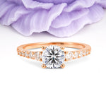 Classic Pavé-Set Ring: Simple 4-Prong Round Cut Lab Diamond Engagement Ring - Additional view