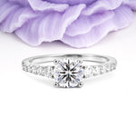 Classic Pavé-Set Ring: Simple 4-Prong Round Cut Lab Diamond Engagement Ring - Additional view