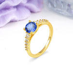 Classic Pavé-Set Ring: Simple 4-Prong Round Cut Sapphire Engagement Ring - Additional view