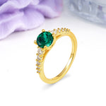Classic Pavé-Set Ring: Simple 4-Prong Round Cut Emerald Engagement Ring - Additional view