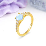 Classic Pavé-Set Ring: Simple 4-Prong Round Cut Moonstone Engagement Ring - Additional view