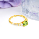 Classic Pavé-Set Ring: Simple 4-Prong Round Cut Peridot Engagement Ring - Additional view