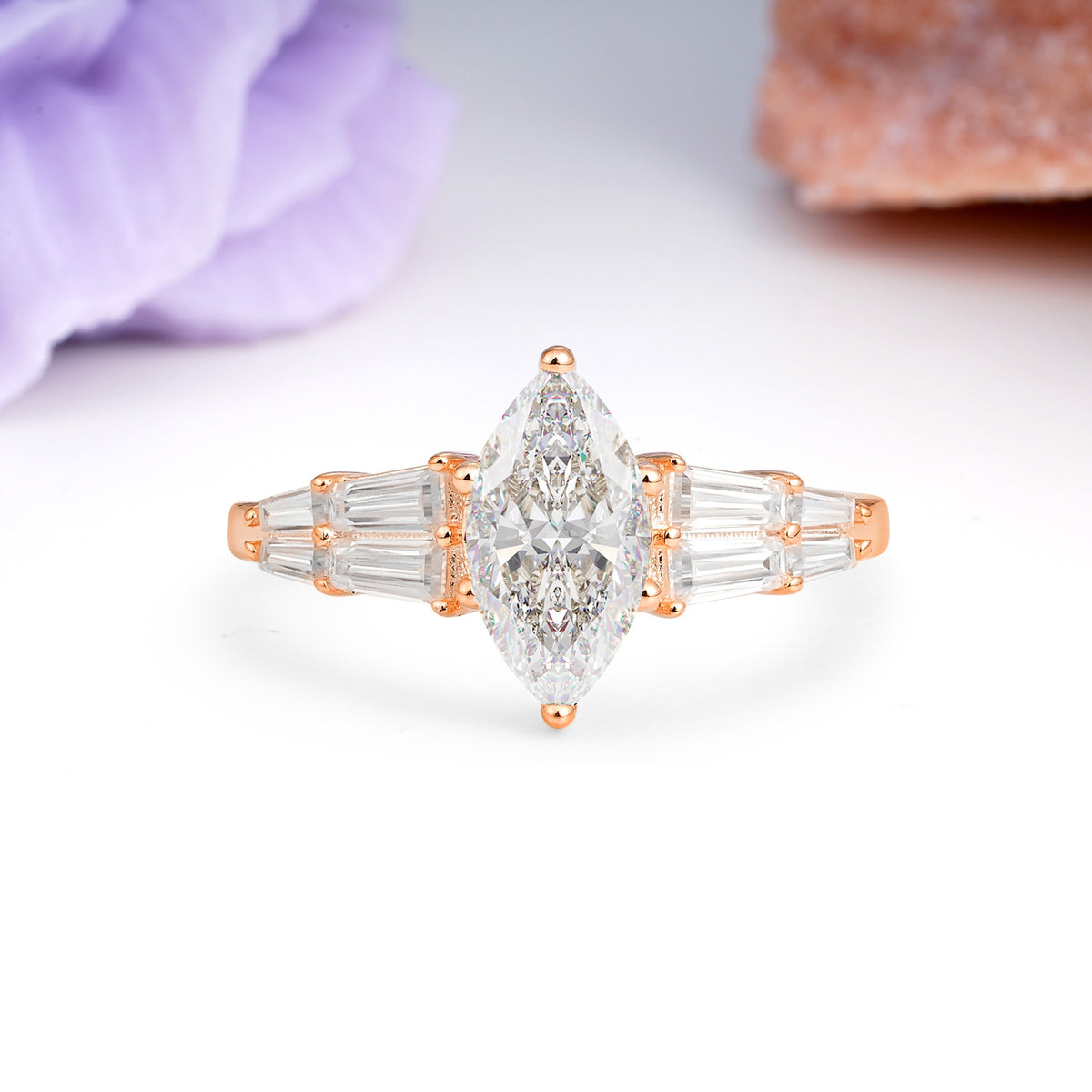Classic 6-Prong Marquise Cut Moissanite Engagement Ring - Additional view