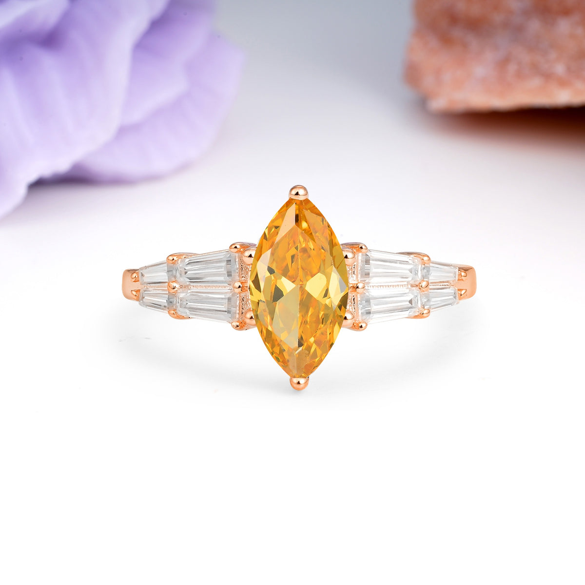 Classic 6-Prong Marquise Cut Citrine Engagement Ring - Additional view