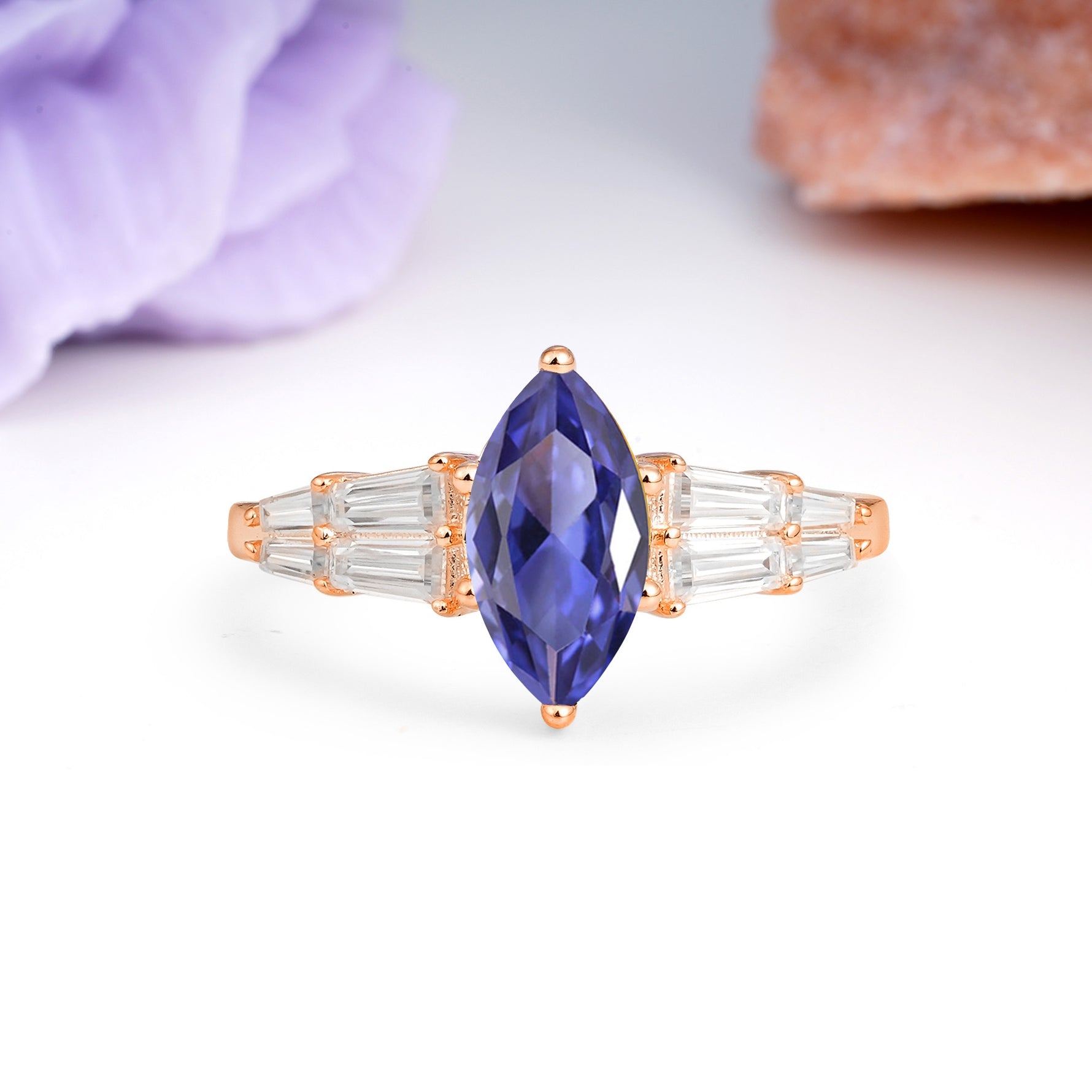 Classic 6-Prong Marquise Cut Tanzanite Engagement Ring - Additional view