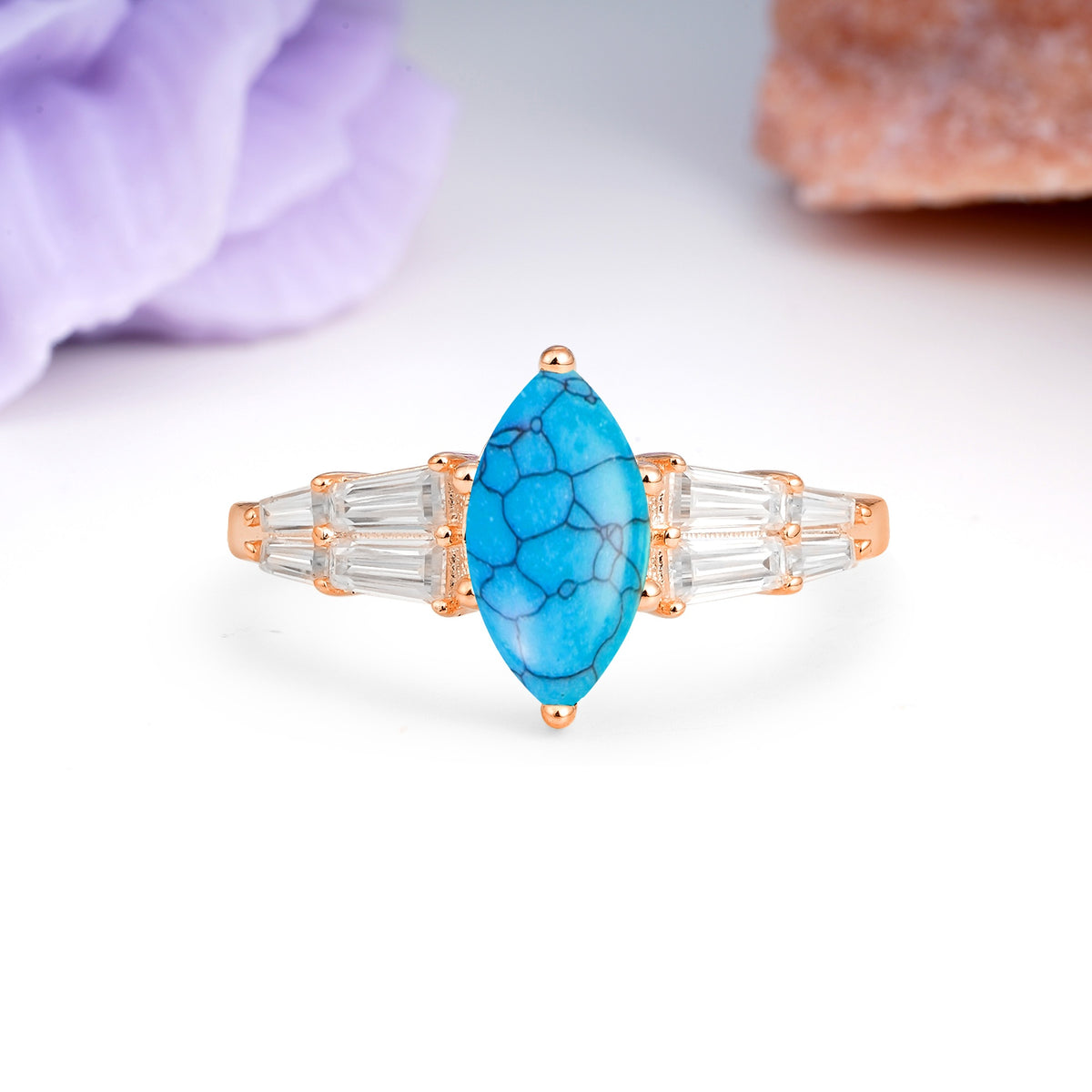Classic 6-Prong Marquise Cut Turquoise Engagement Ring - Additional view