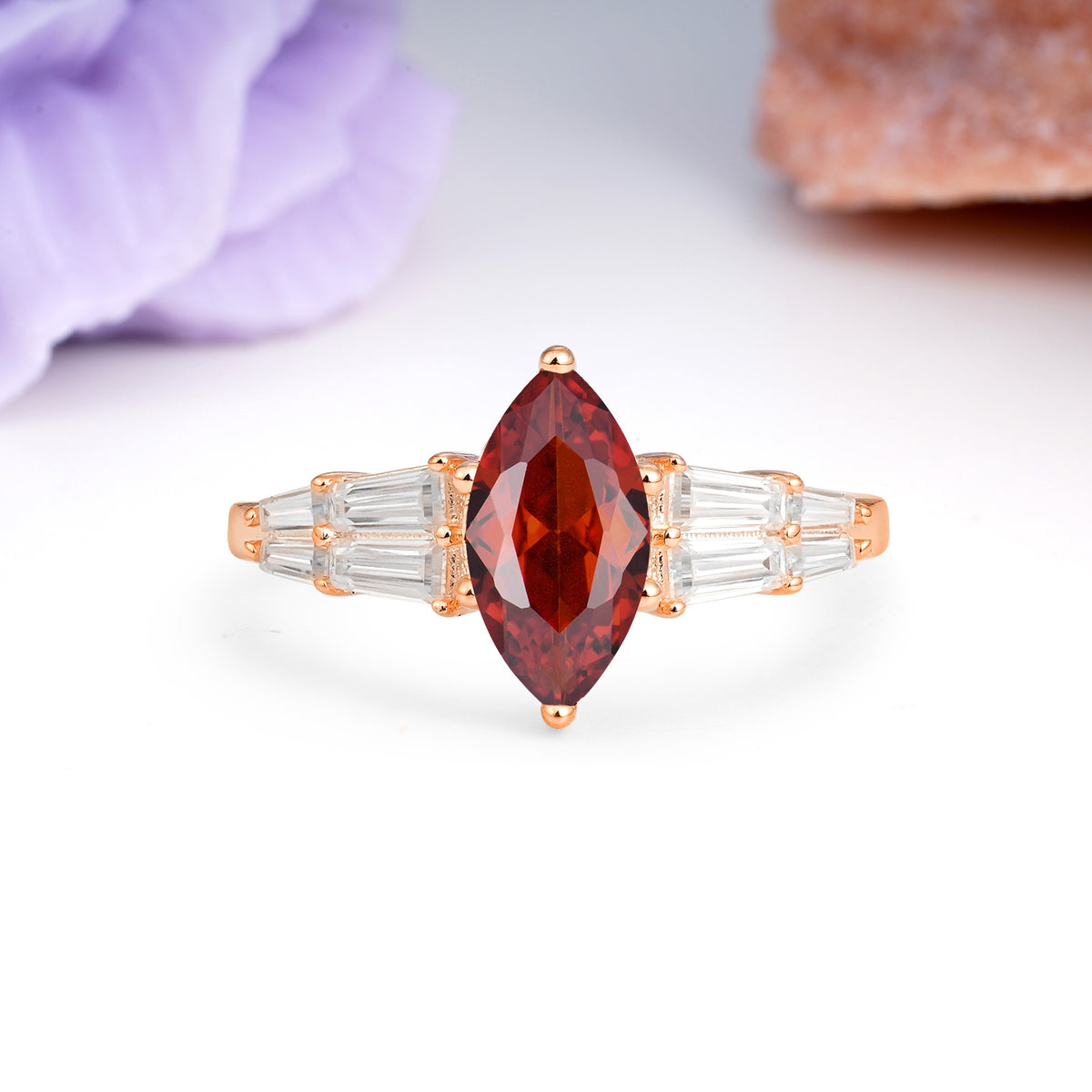Classic 6-Prong Marquise Cut Garnet Engagement Ring - Additional view