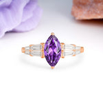 Classic 6-Prong Marquise Cut Amethyst Engagement Ring - Additional view