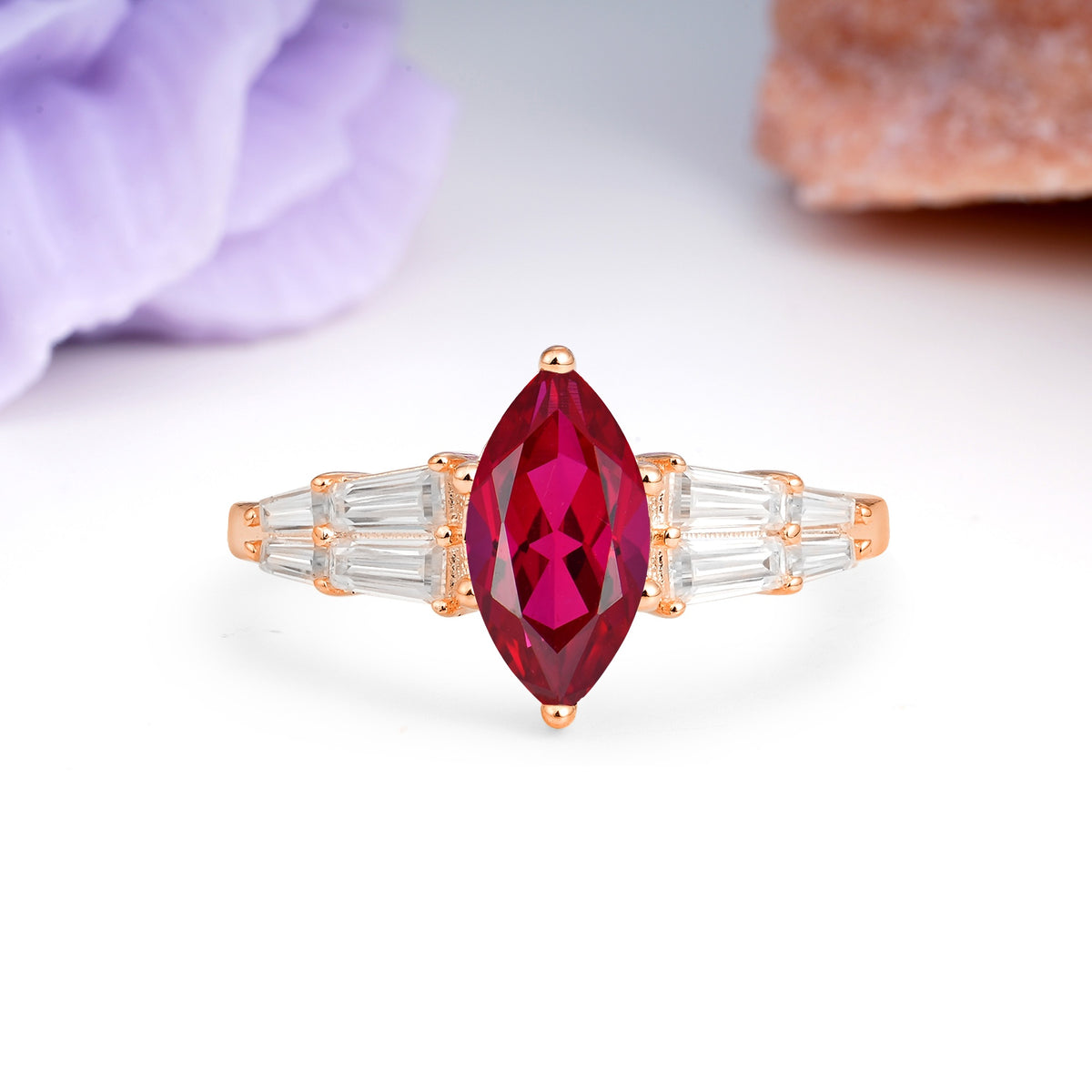 Classic 6-Prong Marquise Cut Ruby Engagement Ring - Additional view