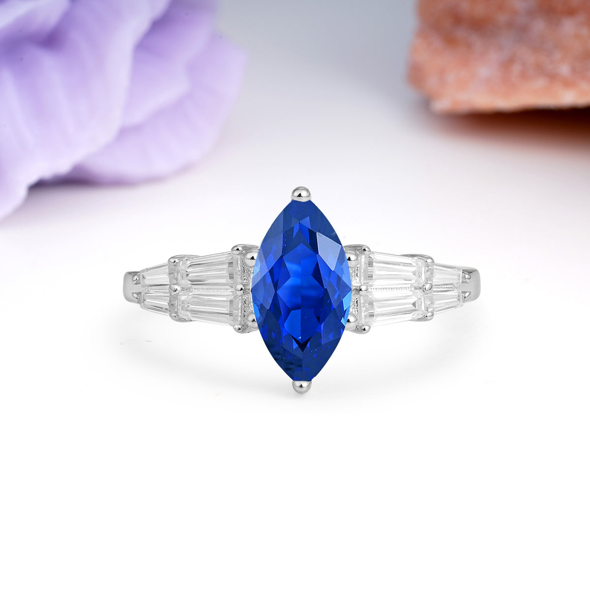 Classic 6-Prong Marquise Cut Sapphire Engagement Ring - Additional view