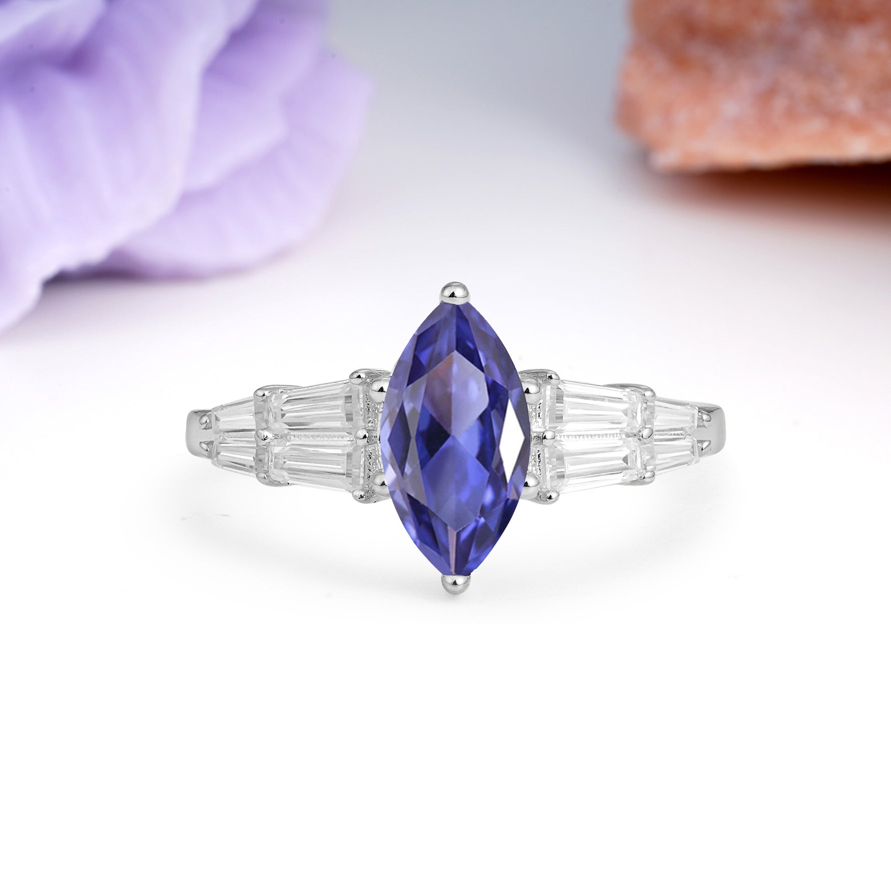 Classic 6-Prong Marquise Cut Tanzanite Engagement Ring - Additional view