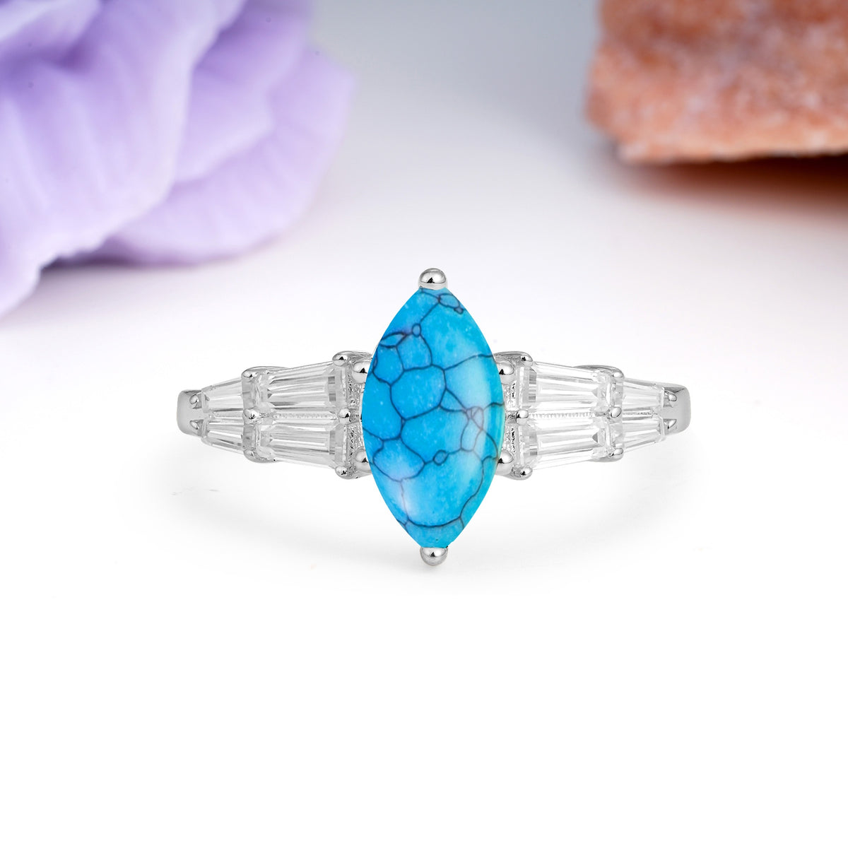 Classic 6-Prong Marquise Cut Turquoise Engagement Ring - Additional view