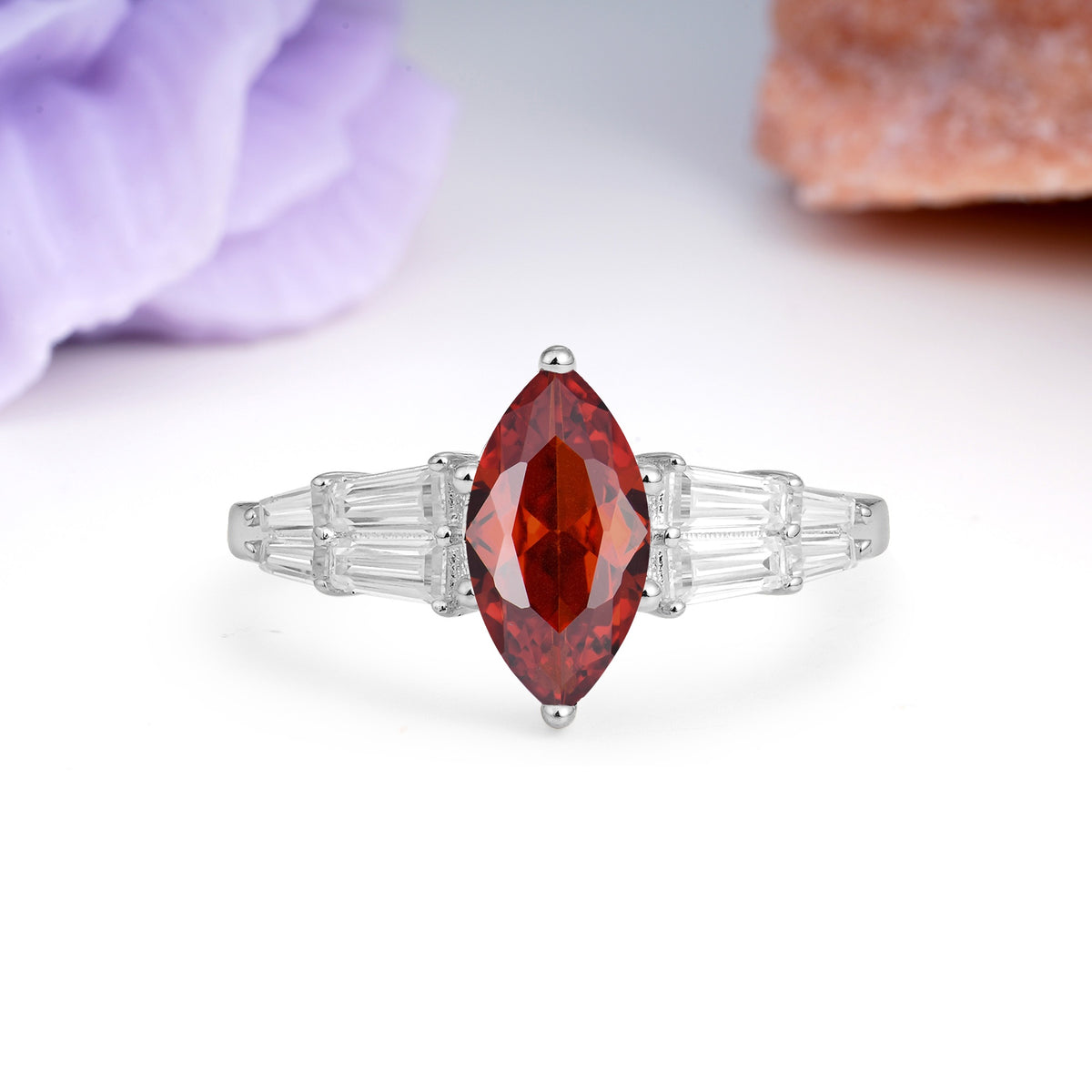 Classic 6-Prong Marquise Cut Garnet Engagement Ring - Additional view
