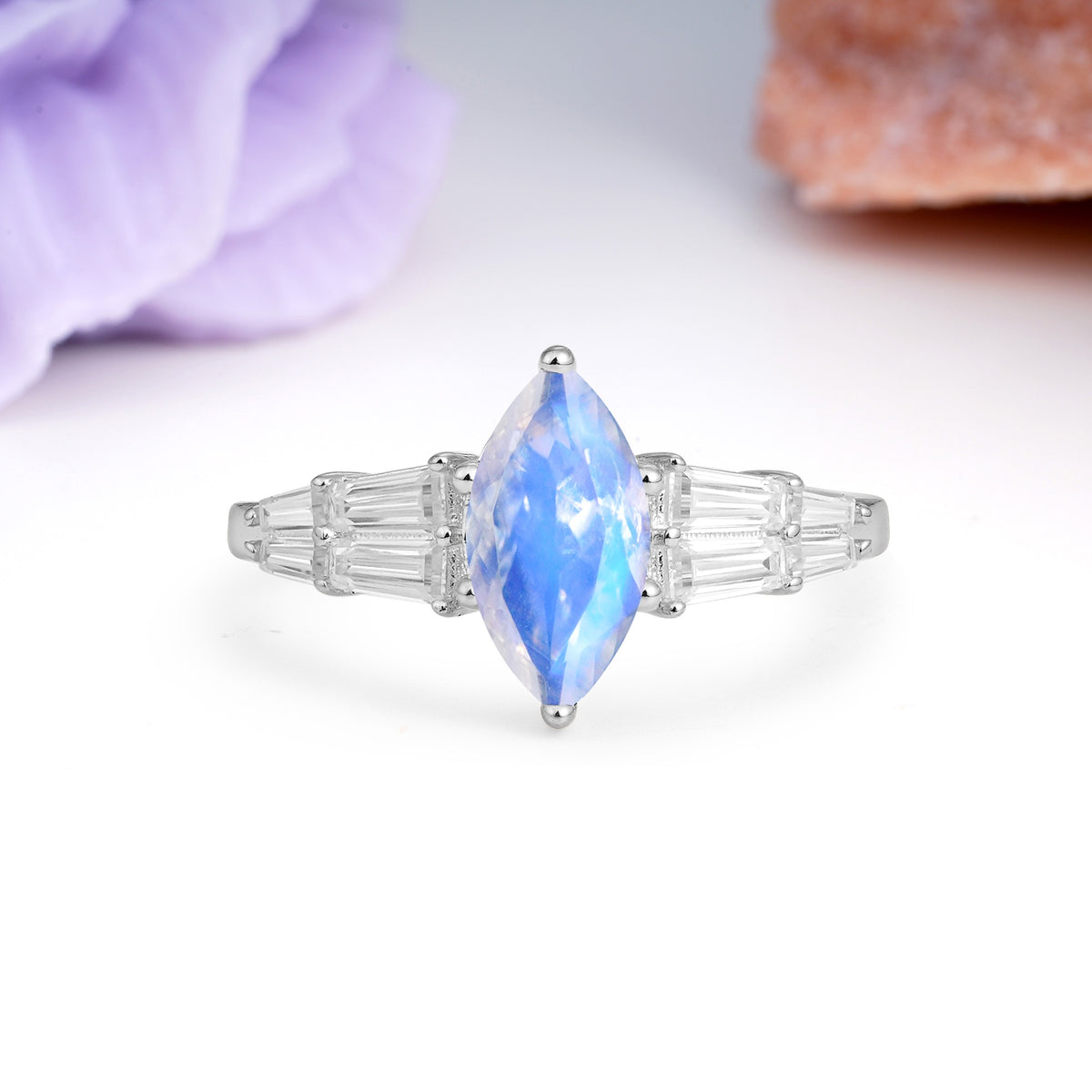 Classic 6-Prong Marquise Cut Moonstone Engagement Ring - Additional view