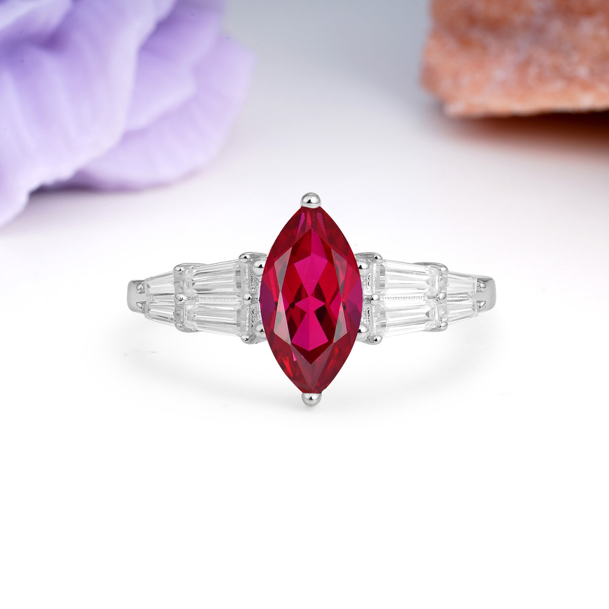 Classic 6-Prong Marquise Cut Ruby Engagement Ring - Additional view