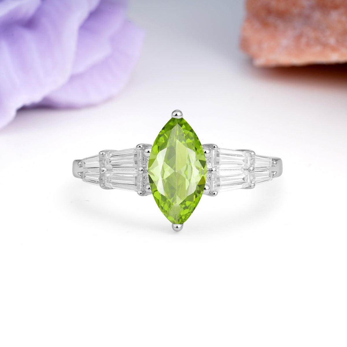 Classic 6-Prong Marquise Cut Peridot Engagement Ring - Additional view