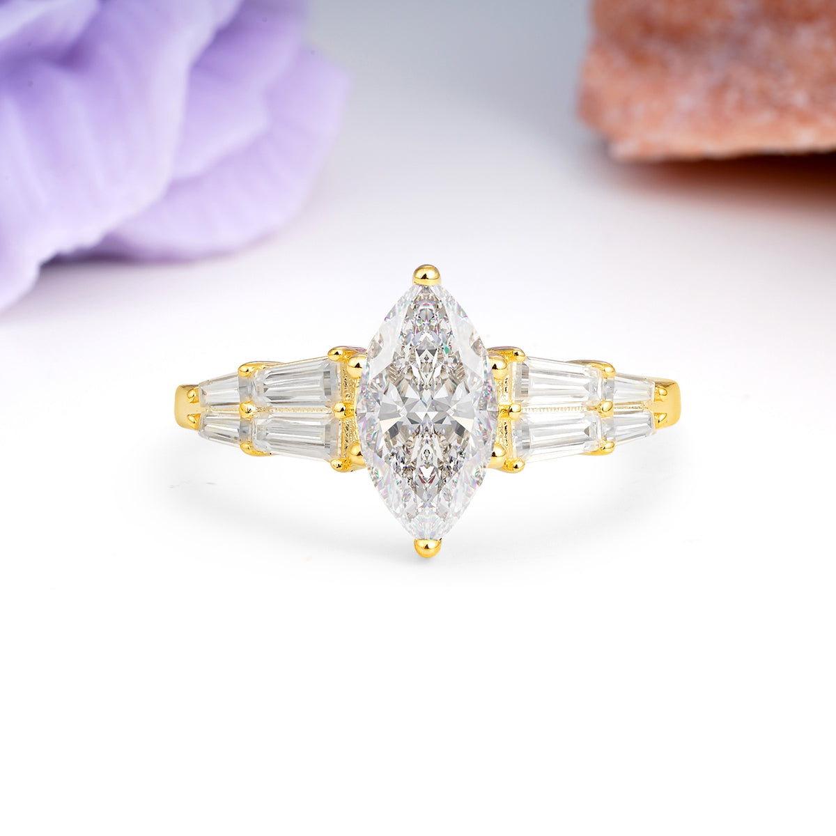 Classic 6-Prong Marquise Cut Moissanite Engagement Ring - Additional view