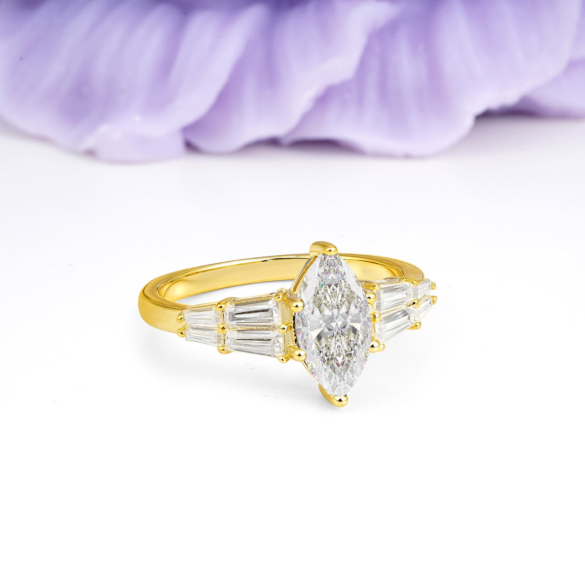 Classic 6-Prong Marquise Cut Moissanite Engagement Ring - Additional view