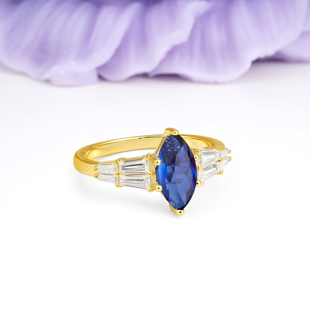 Classic 6-Prong Marquise Cut Sapphire Engagement Ring - Additional view