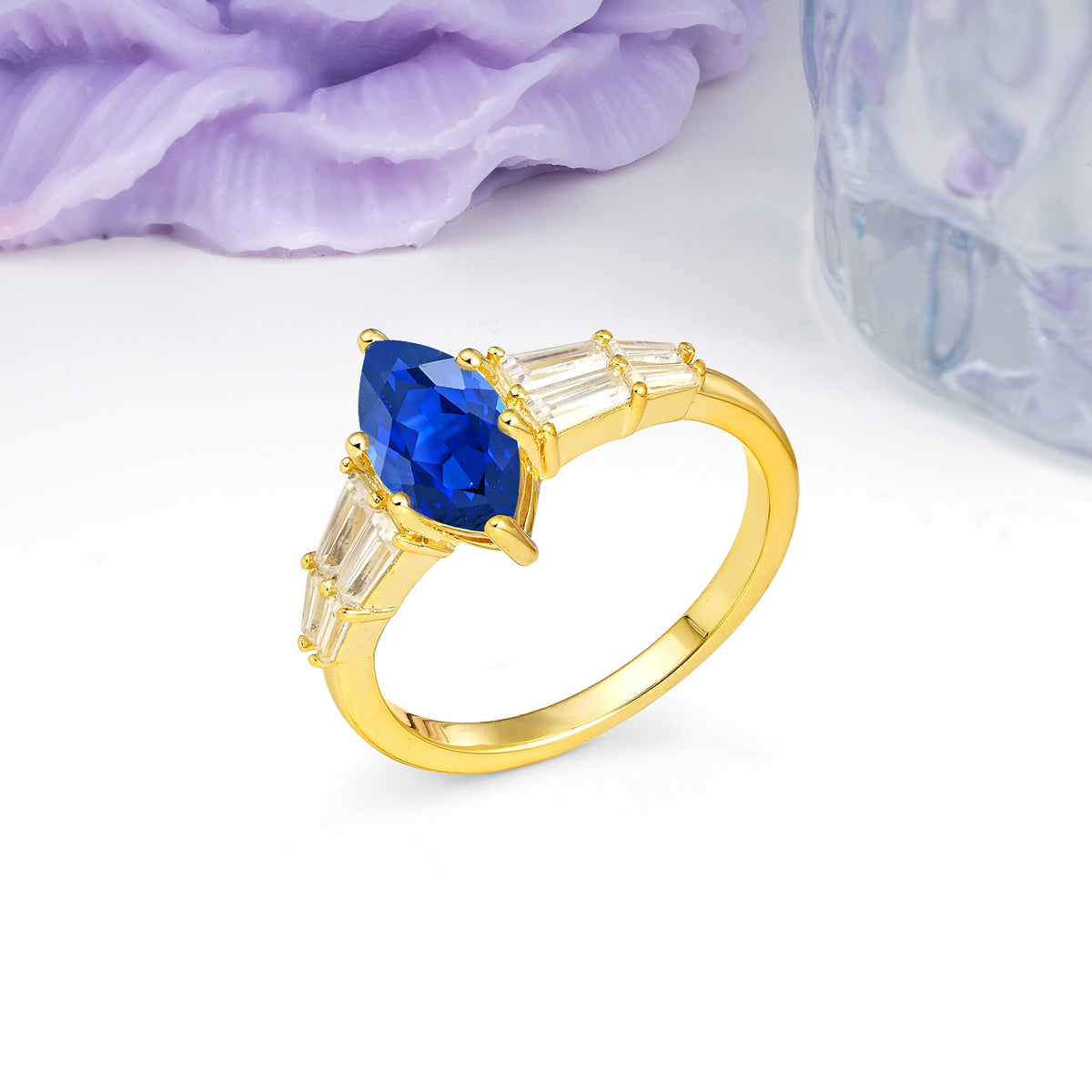 Classic 6-Prong Marquise Cut Sapphire Engagement Ring - Additional view