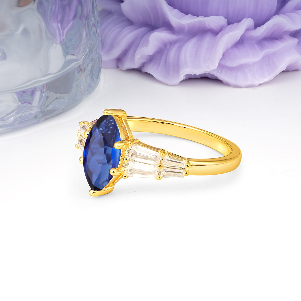 Classic 6-Prong Marquise Cut Sapphire Engagement Ring - Additional view