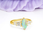Classic 6-Prong Marquise Cut Fire Opal Engagement Ring - Additional view