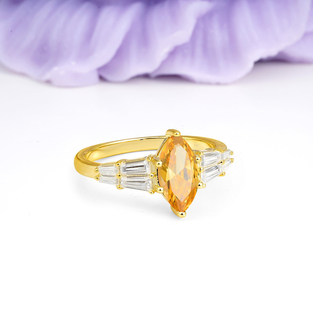 Classic 6-Prong Marquise Cut Citrine Engagement Ring - Additional view