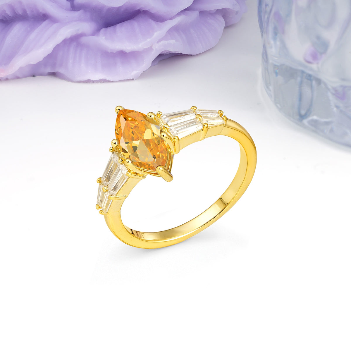 Classic 6-Prong Marquise Cut Citrine Engagement Ring - Additional view
