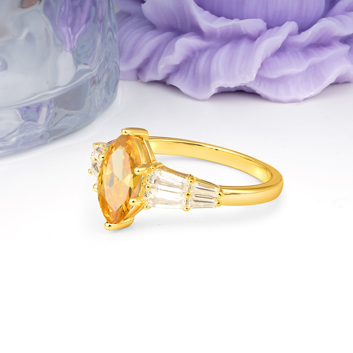 Classic 6-Prong Marquise Cut Citrine Engagement Ring - Additional view