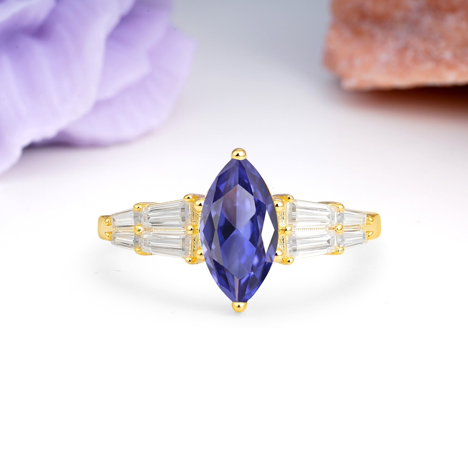 Classic 6-Prong Marquise Cut Tanzanite Engagement Ring - Additional view