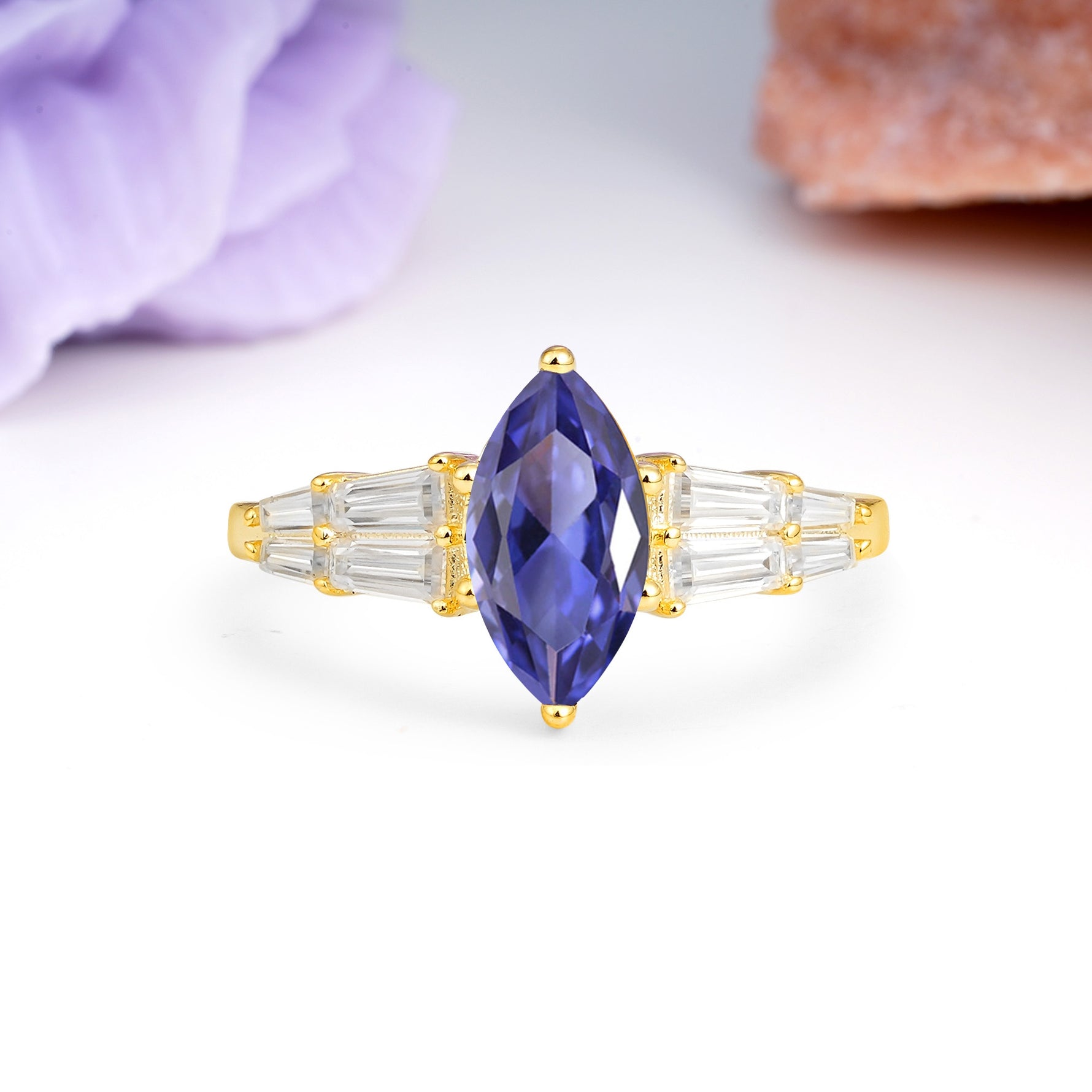 Classic 6-Prong Marquise Cut Tanzanite Engagement Ring - Additional view